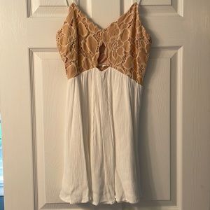 NWOT Tularosa White and Nude Mini Dress. Nude Eyelet bust. Size Small